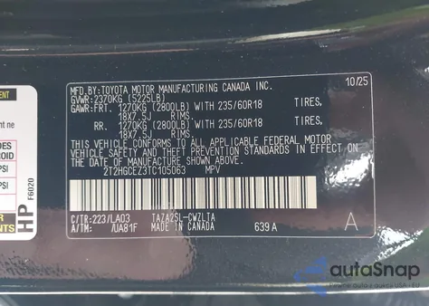 2026 Lexus Nx 350 Luxury из США, поврежденный, VIN 2T2HGCEZ3TC105063